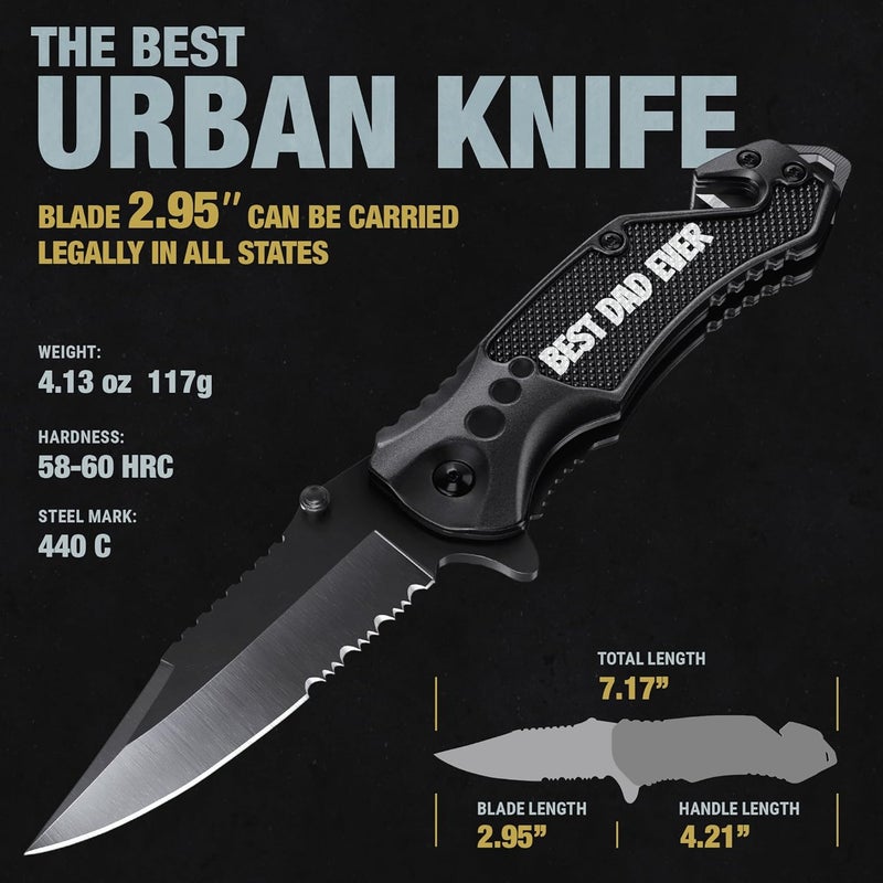 GOOD WORKER Legal Pocket Knife with 2.95” Serrated Blade, Glass Breaker, Seat Belt Cutter - EDC Sharp Folding Knives with Portable Clip - Small Tool for Tactical Camping Survival Hiking - Gifts for Men, Women - Image 3
